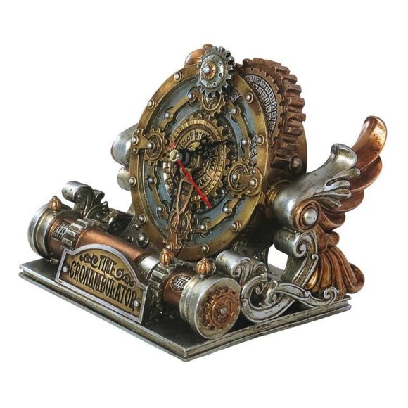 Alchemy Gothic Time Chronambulator Desk Clock Steampunk Gear Gold Resin Gift V26 - Picture 1 of 2